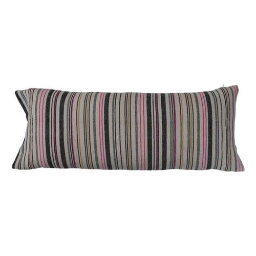 Creative Co-Op Woven Cotton Blend Lumbar Pillow w/ Stripes - Primary Image