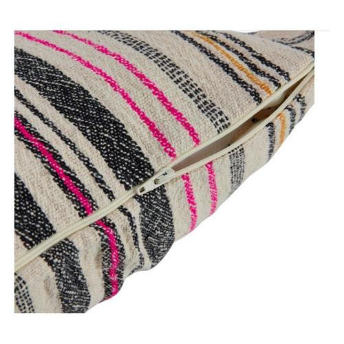 Creative Co-Op Woven Cotton Blend Lumbar Pillow w/ Stripes - Primary Image
