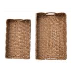 Creative Co-Op Decorative Braided Bankuan Trays w/ Handles (Set of 2) - Thumbnail 2 of 4