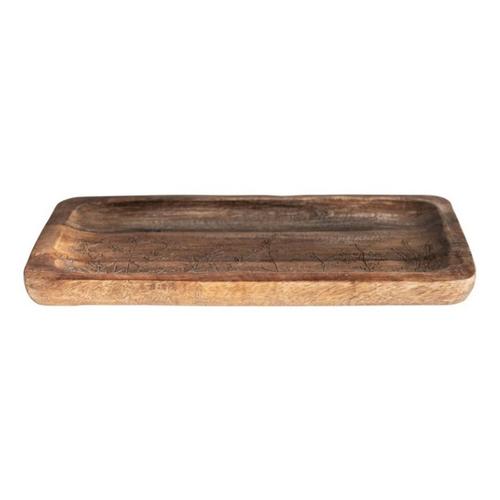 Creative Co-Op Mango Wood Tray w/ Laser Etched Botanicals - Primary Image