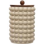 Creative Co-Op Stoneware Canister w/ Raised Dots & Acacia Wood Lid - Thumbnail 1 of 7