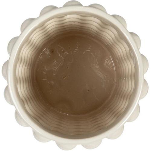 Creative Co-Op Stoneware Canister w/ Raised Dots & Acacia Wood Lid - Primary Image