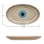 Creative Co-Op Hand-Painted Stoneware Platter w/ Evil Eye - Thumbnail 2 of 2