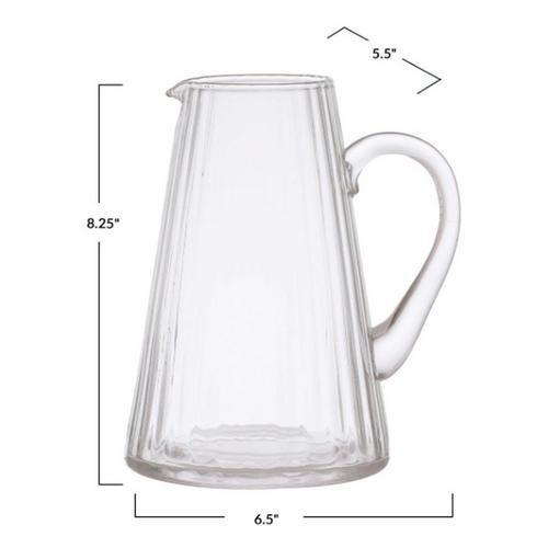 Creative Co-Op Ribbed Glass Pitcher - Primary Image