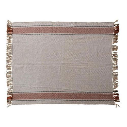 Creative Co-Op Hand-Woven Fabric Throw Blanket with Fringe - Primary Image