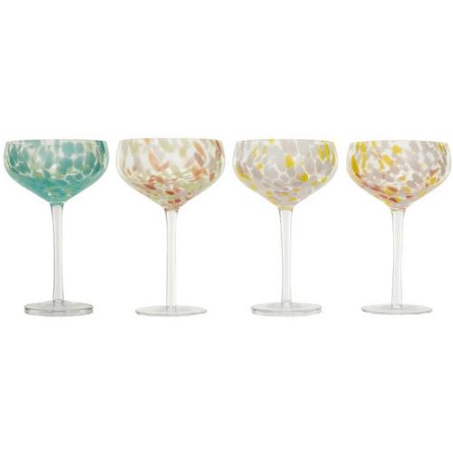 Creative Co-Op 10oz Blown Stemmed Confetti Champagne (Colors May Vary) - Primary Image