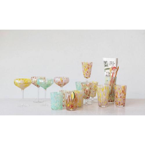 Creative Co-Op 10oz Blown Stemmed Confetti Champagne (Colors May Vary) - Primary Image