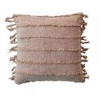 Creative Co-Op Stonewashed Woven Cotton Throw Pillow with Fringe - Thumbnail 1 of 3