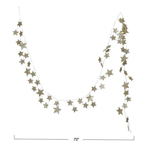 Creative Co-Op Glitter Paper Star Garland