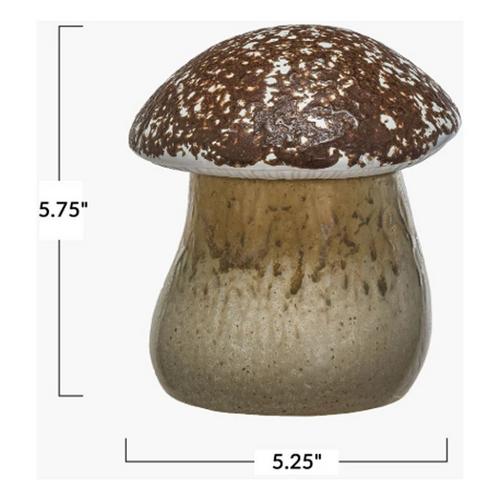Creative Co-Op Stoneware Mushroom Canister (Each One Will Vary) - Primary Image