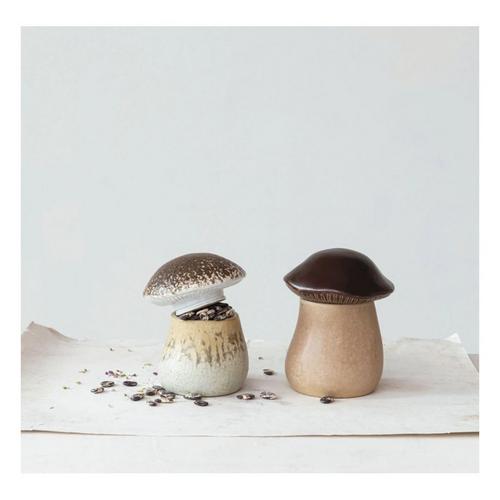 Creative Co-Op Stoneware Mushroom Canister (Each One Will Vary) - Primary Image