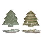 Creative Co-Op Stoneware Tree Shaped Plate with Holiday Pattern (Styles May Vary) - Thumbnail 1 of 2