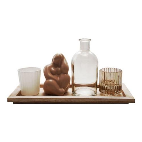 Creative Co-Op Tray with 2 Glass Votive Holders, Vase & Sculpture Set - Primary Image