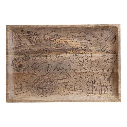 Creative Co-Op Mango Wood Cheese/Serving Board with Etched Charcuterie Spread - Primary Image