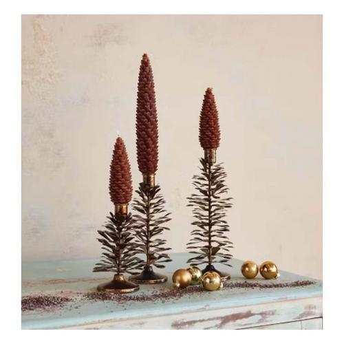 Creative Co-Op Metal Pinecone Shaped Taper Candle Holder - Primary Image