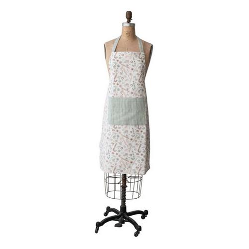 Creative Co-Op Cotton Printed Apron with Holiday Candy Pattern & Pocket - Primary Image