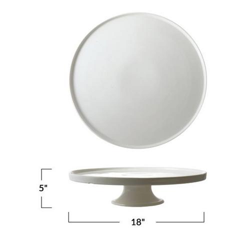 Creative Co-Op Stoneware Pedestal with Lip - Primary Image