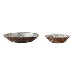 Creative Co-Op Enameled Mango Wood Bowl with Botanical Pattern - Thumbnail 2 of 6