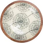 Creative Co-Op Enameled Mango Wood Bowl with Botanical Pattern - Thumbnail 4 of 6