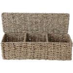 Creative Co-Op Hand-Woven Seagrass Basket with 3 Sections & Lid - Thumbnail 2 of 6
