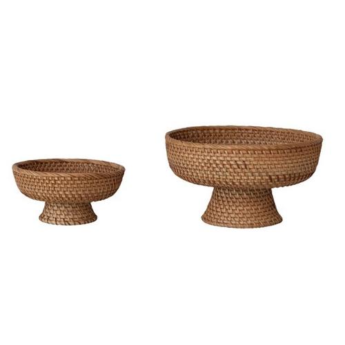 Creative Co-Op Decorative Hand-Woven Rattan Footed Bowls - Primary Image