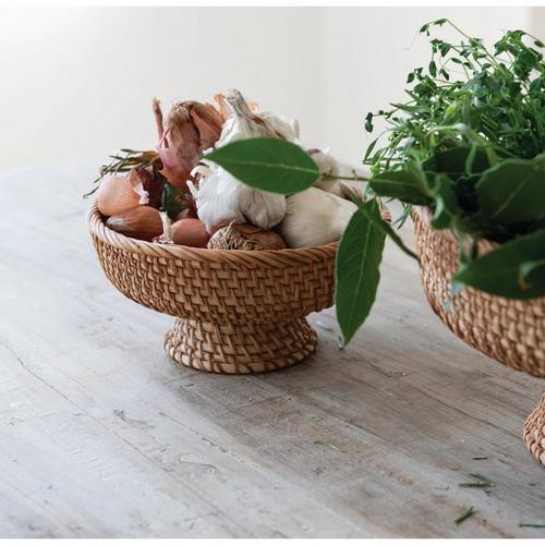 Creative Co-Op Decorative Hand-Woven Rattan Footed Bowls - Primary Image