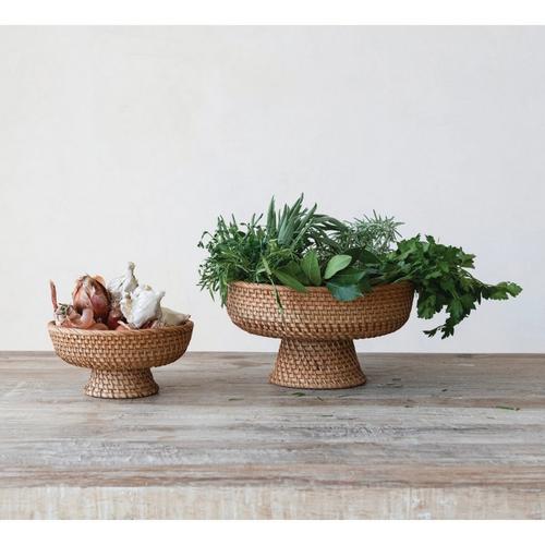Creative Co-Op Decorative Hand-Woven Rattan Footed Bowls - Primary Image