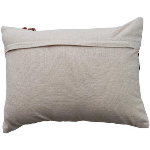 Creative Co-Op Cotton Slub Lumbar Pillow with Hand-Embroidered Flowers - Primary Image