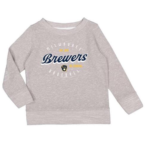 Soft As A Grape Girls' Milwaukee Brewers Melange Pops Crew - Primary Image