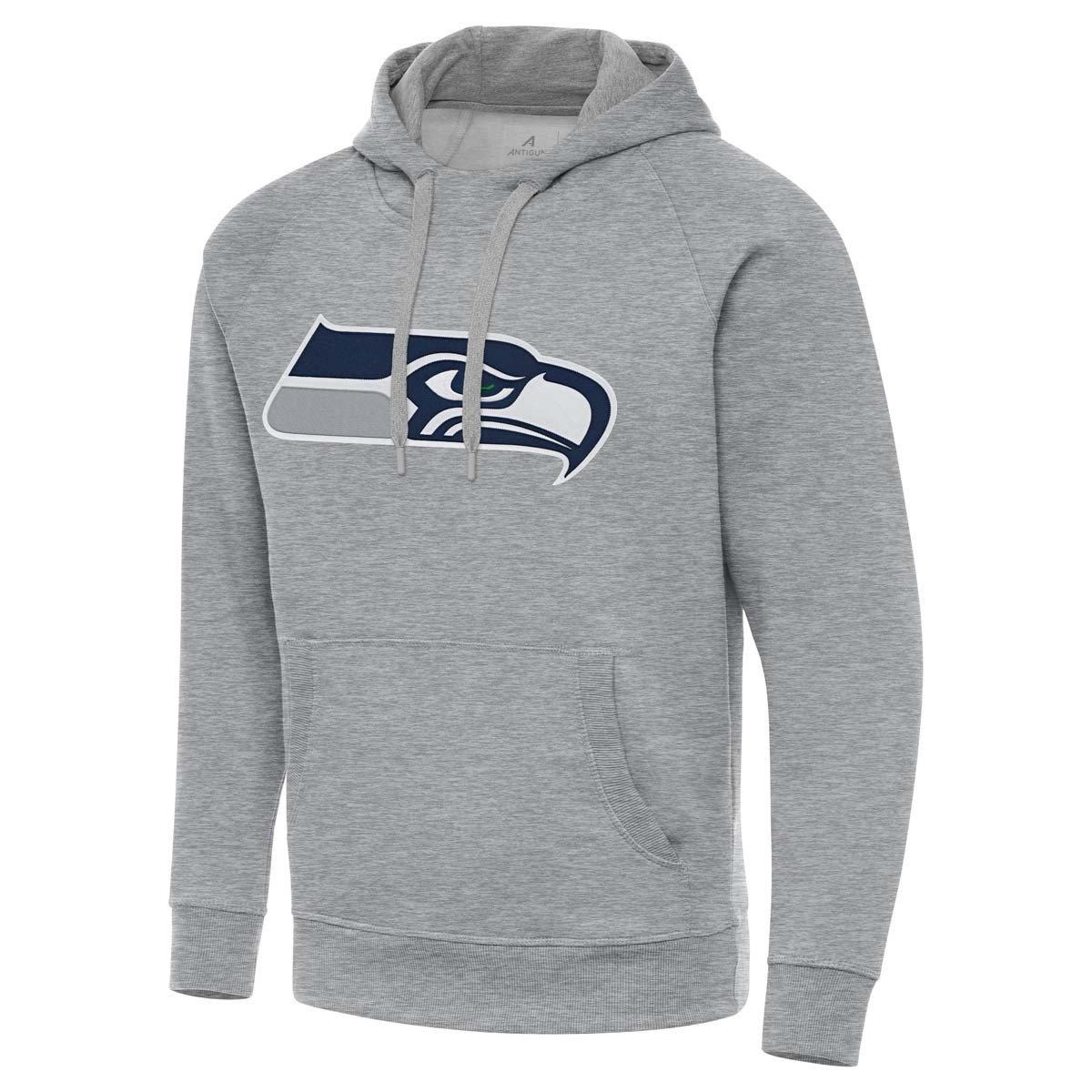 Men's Antigua Heather Gray Seattle Seahawks Victory Pullover Hoodie