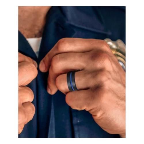Men's Qalo Folds Of Honor Police Strata Ring - Primary Image