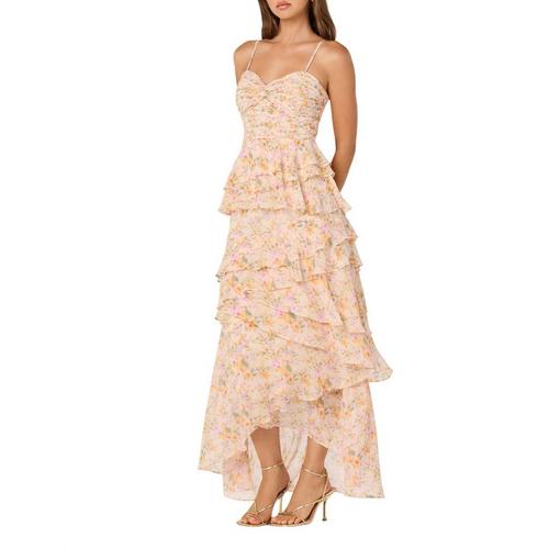 Women's ASTR the Label Coline Maxi Dress Medium Pink Orange Floral