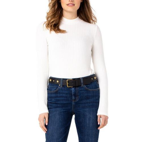 Women's Liverpool Los Angeles Rib Knit Long Sleeve Mock Neck Shirt - Primary Image