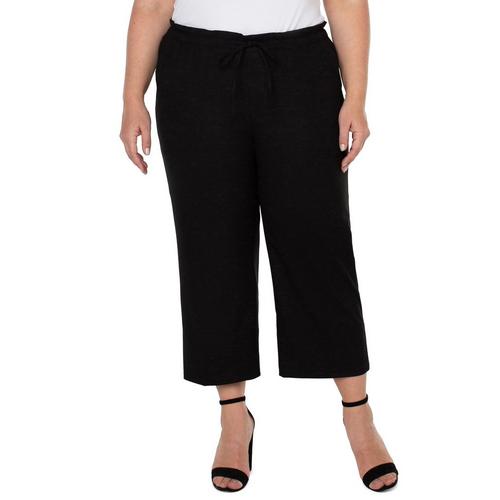 Women's Liverpool Los Angeles Plus Size Pull On Tie Waist Wide Leg Ankle Pants - Primary Image