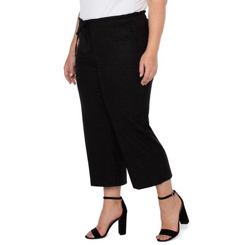 Women's Liverpool Los Angeles Plus Size Pull On Tie Waist Wide Leg Ankle Pants - Primary Image
