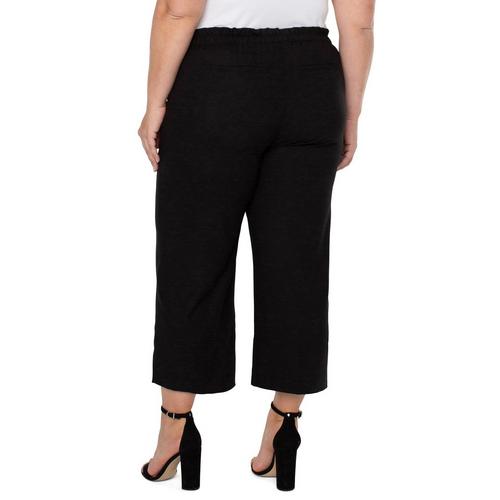 Women's Liverpool Los Angeles Plus Size Pull On Tie Waist Wide Leg Ankle Pants - Primary Image
