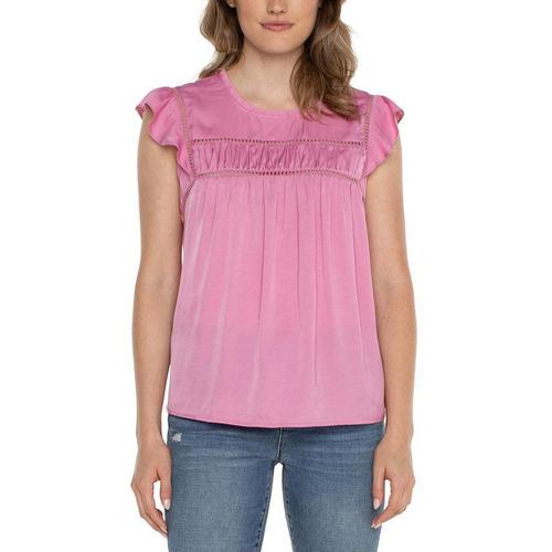 Women's Liverpool Los Angeles Flutter Sleeve Woven Shirt - Primary Image