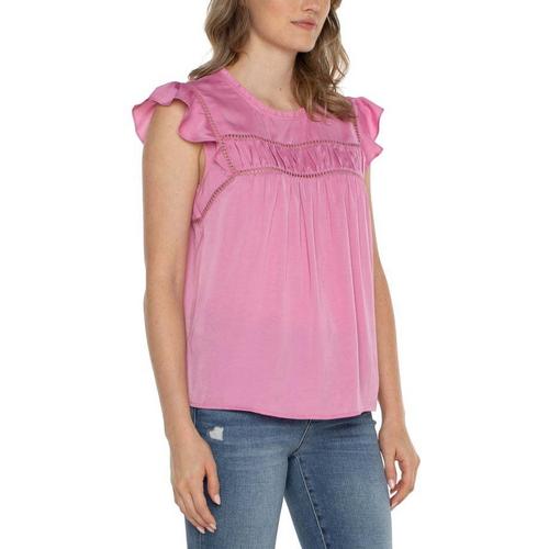 Women's Liverpool Los Angeles Flutter Sleeve Woven Shirt - Primary Image