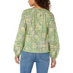Women's Liverpool Los Angeles Shirred Woven Long Sleeve Notch Neck Blouse - Thumbnail 2 of 4