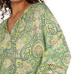 Women's Liverpool Los Angeles Shirred Woven Long Sleeve Notch Neck Blouse - Thumbnail 3 of 4