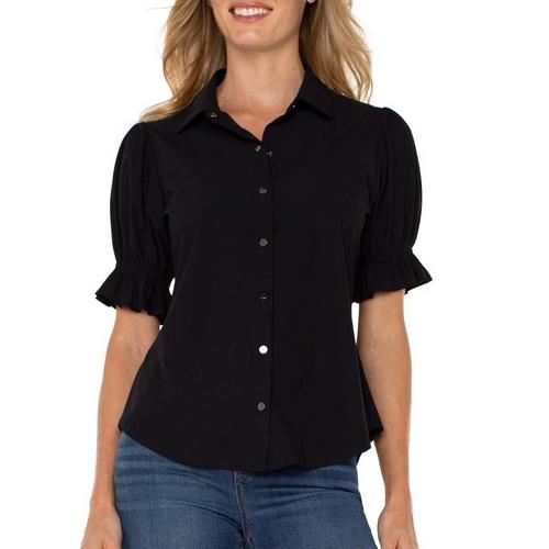 Women's Liverpool Los Angeles Snap Front Knit 3/4 Sleeve Blouse - Primary Image