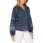 Women's Liverpool Los Angeles Raglan Woven Long Sleeve Notch Neck Blouse - Thumbnail 2 of 5