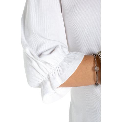 Women's Liverpool Los Angeles Ruffle Detail 3/4 Sleeve Notch Neck Shirt - Primary Image