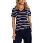 Women's Liverpool Los Angeles Striped Knit V-Neck T-Shirt - Thumbnail 1 of 4