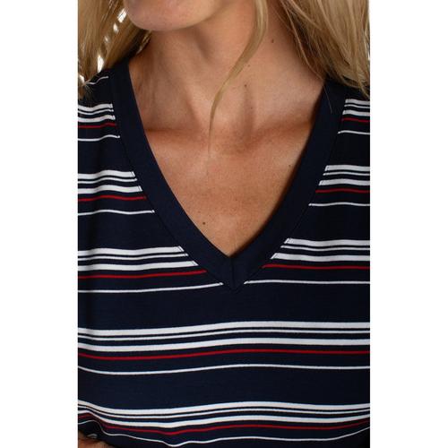 Women's Liverpool Los Angeles Striped Knit V-Neck T-Shirt - Primary Image