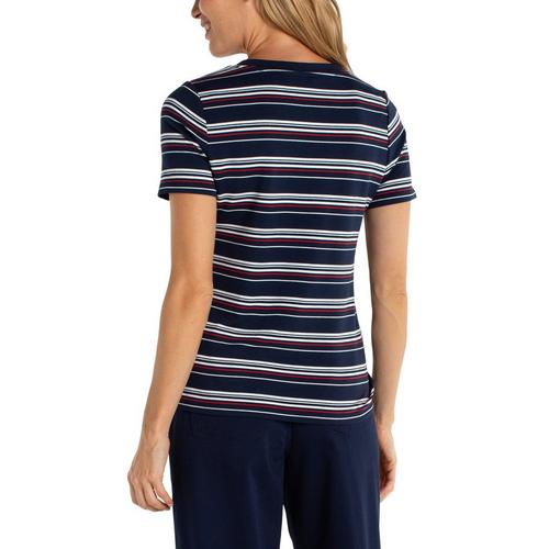 Women's Liverpool Los Angeles Striped Knit V-Neck T-Shirt - Primary Image