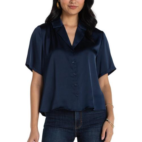 Women's Liverpool Los Angeles Camp Collar Woven Blouse - Primary Image