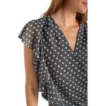 Women's Liverpool Los Angeles Ruffle Sleeve Draped Front Woven V-Neck Blouse - Thumbnail 2 of 3