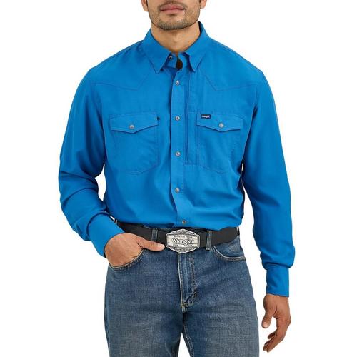 Men's Wrangler Performance Solid Snap Long Sleeve Button Up Shirt - Primary Image