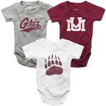 Wes and Willy Infant Montana Grizzlies Hopper Onesie 3 Pack - Thumbnail 1 of 2